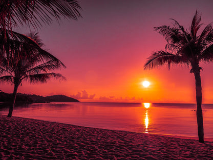 Stunning Beach & Red Sky Sunset View Photograph Print 100% Australian Made
