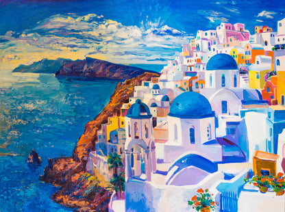 Beautiful view from Santorini Oil Painitng Home Decor Premium Quality Poster Print Choose Your Sizes