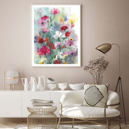 Colorful Flowers Watercolor Paint Home Decor Premium Quality Poster Print Choose Your Sizes