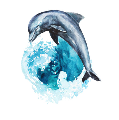 Square Canvas Sea & Dolphin Oil Painting High Quality Print 100% Australian Made
