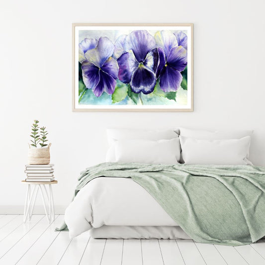 Purple Flowers Watercolor Paint Home Decor Premium Quality Poster Print Choose Your Sizes