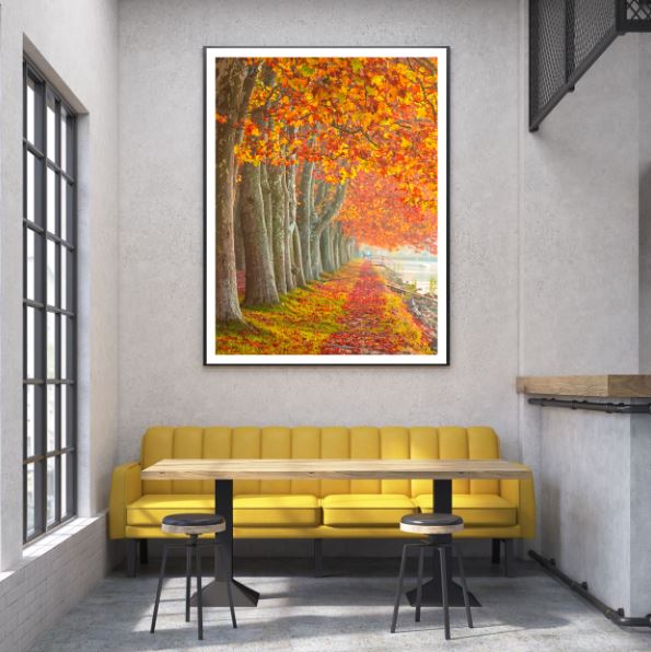 Autumn Tree Row Along the Road Home Decor Premium Quality Poster Print Choose Your Sizes