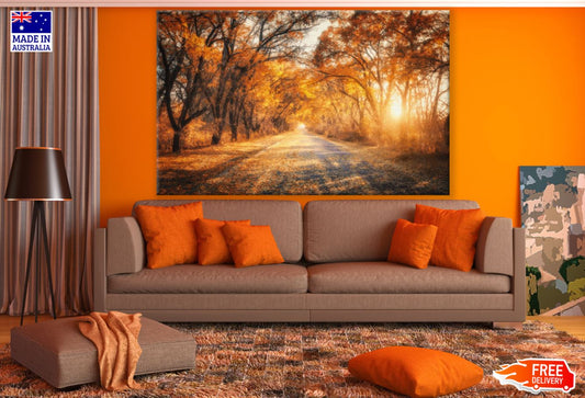 Autumn Forest Sunset Scenery View Print 100% Australian Made