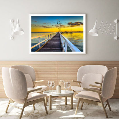 Wooden Bridge Over Sea Photograph Home Decor Premium Quality Poster Print Choose Your Sizes