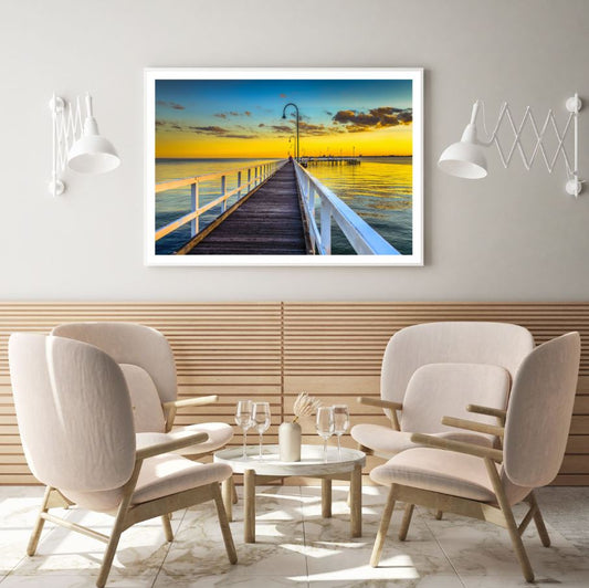 Wooden Bridge Over Sea Photograph Home Decor Premium Quality Poster Print Choose Your Sizes