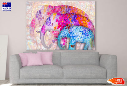 Elephants Shape Flower Design Print 100% Australian Made