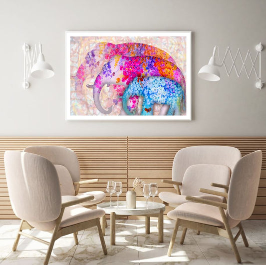 Elephants Shape Flower Design Home Decor Premium Quality Poster Print Choose Your Sizes