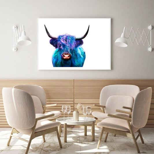 Colorful Highland Cow Photograph Home Decor Premium Quality Poster Print Choose Your Sizes
