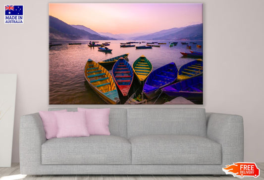 Boat on Lake Sunset Photograph Print 100% Australian Made