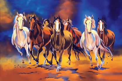 Stunning Seven Running Horses Painting Print 100% Australian Made