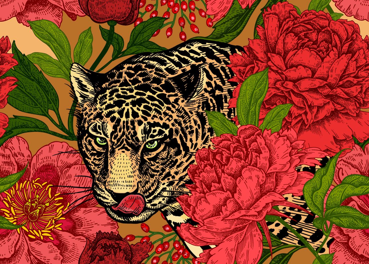 Leopard & Roses Abstract Design Home Decor Premium Quality Poster Print Choose Your Sizes