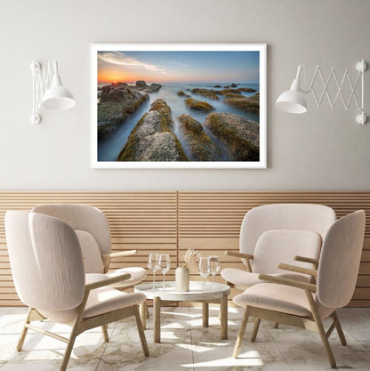 Sea with Rocks Scenery Photograph Home Decor Premium Quality Poster Print Choose Your Sizes