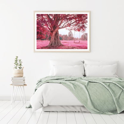 Swing on Pink Tree Photograph Home Decor Premium Quality Poster Print Choose Your Sizes