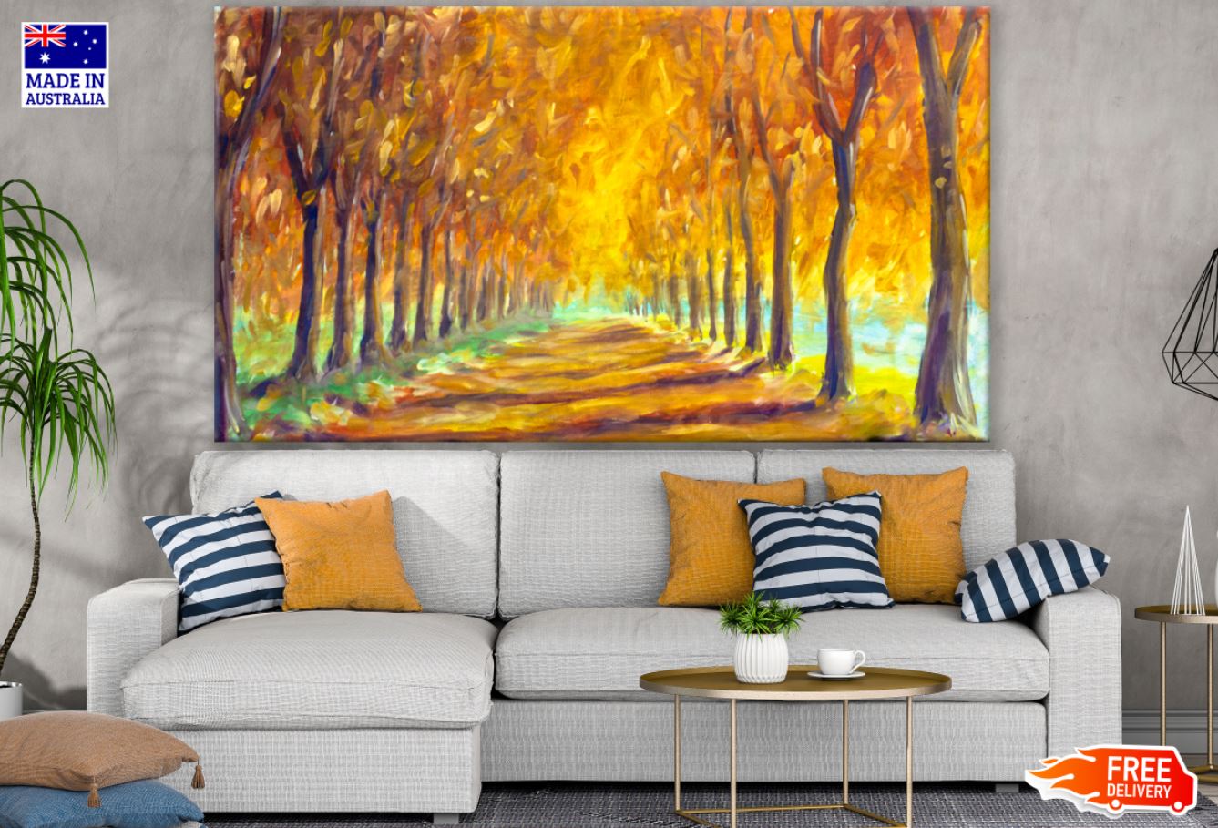 Autumn Tree Row Oil Painting Print 100% Australian Made