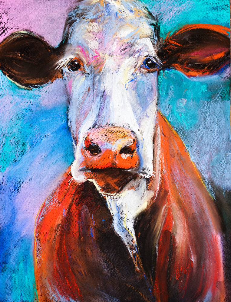 Cow Face Portrait Painting Print 100% Australian Made