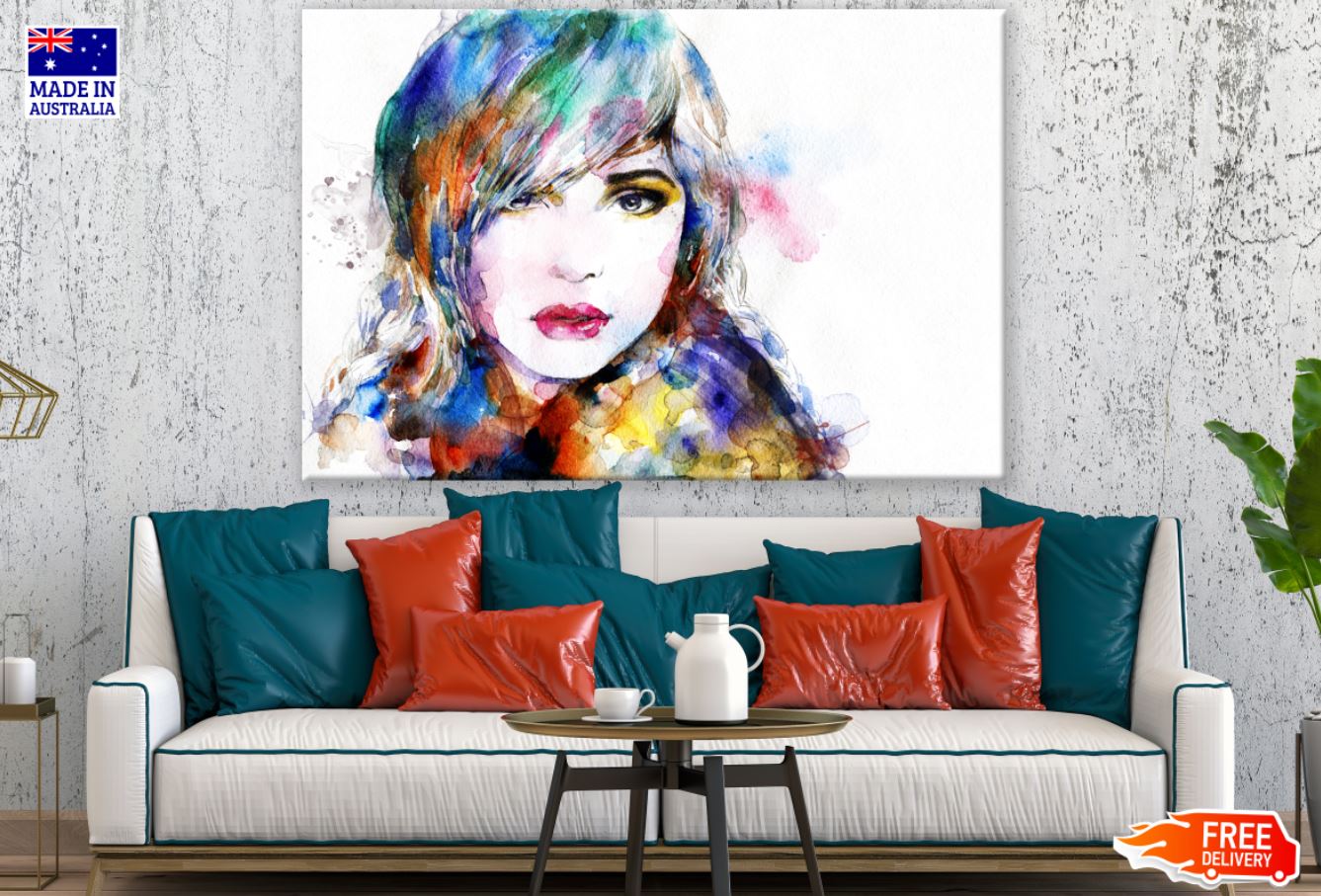 Colorful Woman Portrait Abstract Design Print 100% Australian Made