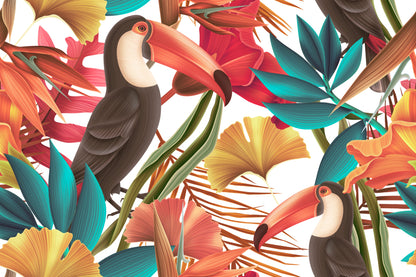 Toucan Birds & Floral Watercolor Painting Print 100% Australian Made