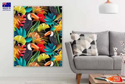 Toucan Birds & Floral Watercolor Painting Print 100% Australian Made
