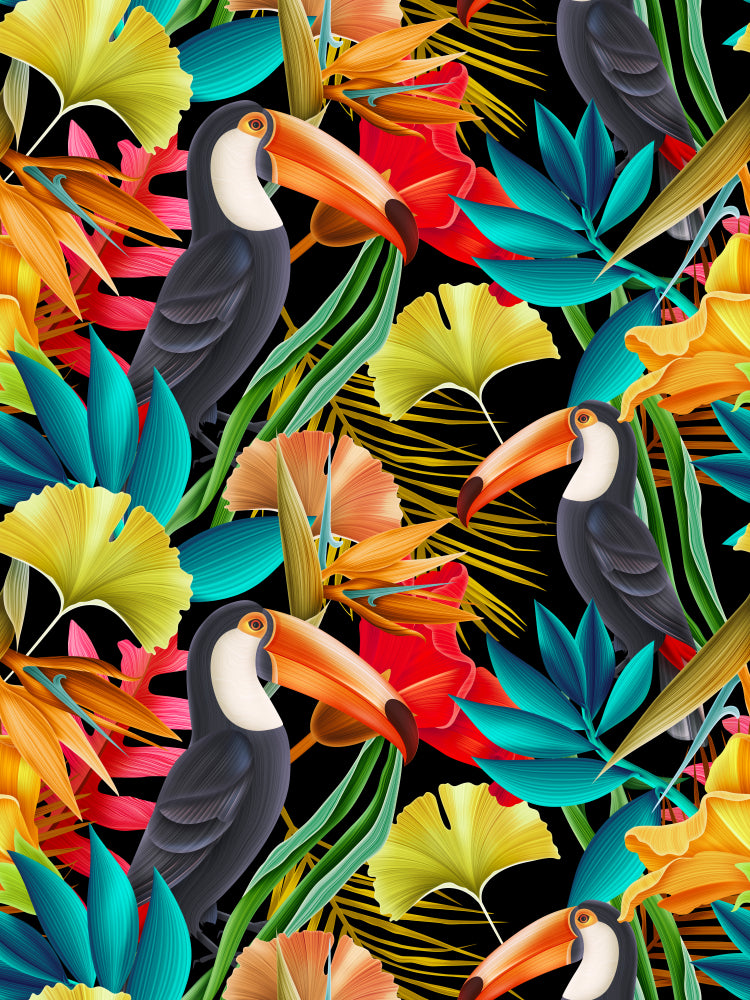 Toucan Birds & Leaves Painting Design Print 100% Australian Made