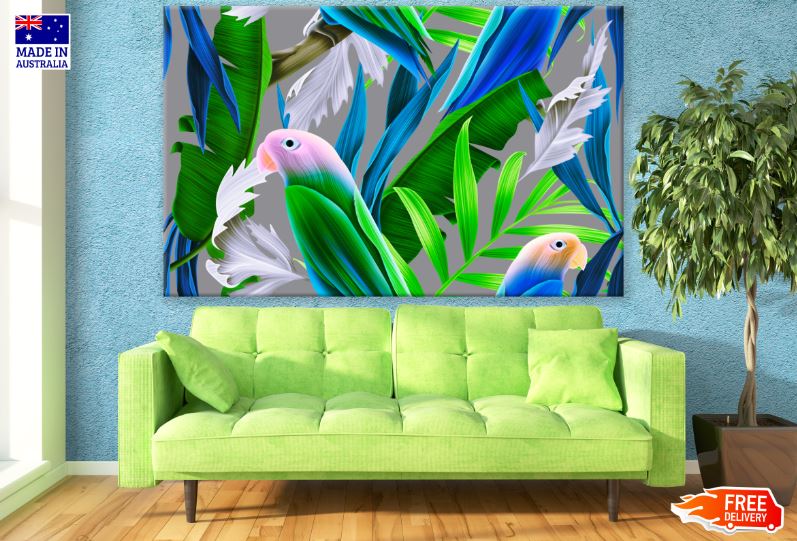 Parrot & Leaves Watercolor Painting Print 100% Australian Made