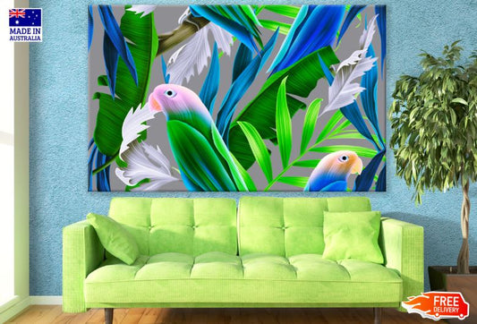 Parrot & Colorful Leaves Abstract Design Print 100% Australian Made