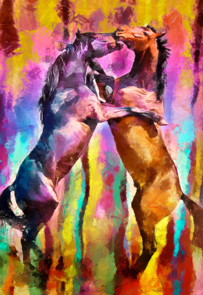 Horses Galloping Painting Home Decor Premium Quality Poster Print Choose Your Sizes