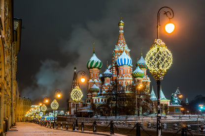 Saint Basil`s Cathedral Night View Photograph Print 100% Australian Made