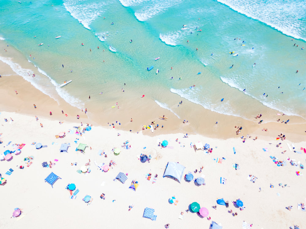 Busy Beach Aerial Photograph Home Decor Premium Quality Poster Print Choose Your Sizes