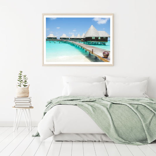 Huts On Wooden Pier Over Sea Photograph Home Decor Premium Quality Poster Print Choose Your Sizes