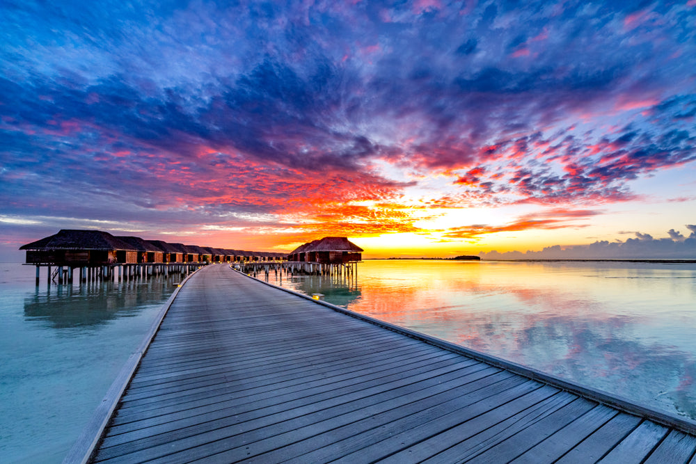 Stunning Beach Sunrise with Purple Sky View Photograph Print 100% Australian Made