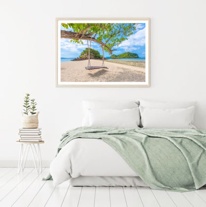 Swing on Tree in Beach Photograph Home Decor Premium Quality Poster Print Choose Your Sizes