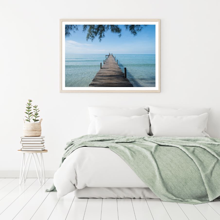 Wooden Pier Over Sea Photograph Home Decor Premium Quality Poster Print Choose Your Sizes