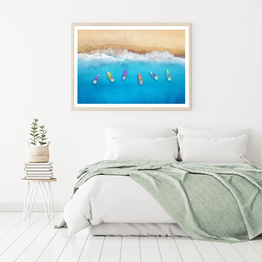 Boats on Sea & Shore Aerial View Home Decor Premium Quality Poster Print Choose Your Sizes