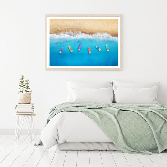 Boats on Sea & Shore Aerial View Home Decor Premium Quality Poster Print Choose Your Sizes