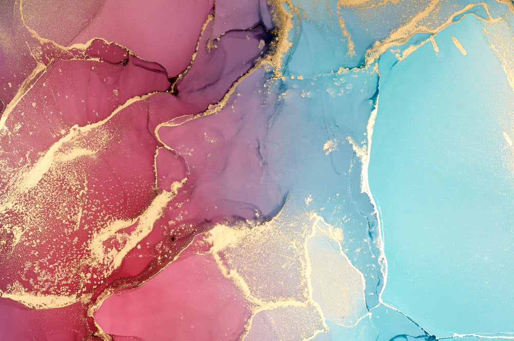 Blue Pink & Gold Abstract Design Home Decor Premium Quality Poster Print Choose Your Sizes