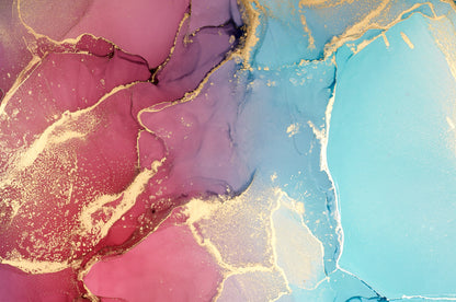Blue Pink & Gold Abstract Design Home Decor Premium Quality Poster Print Choose Your Sizes
