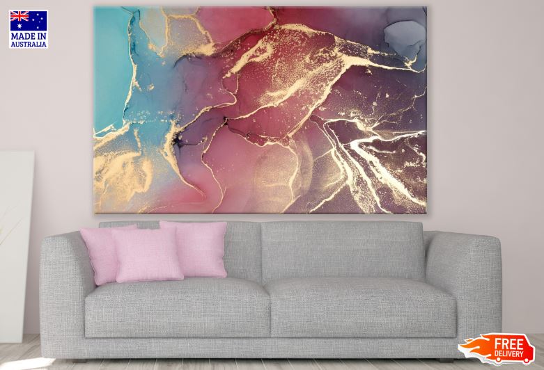 Pink Blue & Gold Abstract Design Print 100% Australian Made