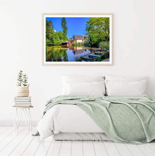 House Near Waterstream Photograph Home Decor Premium Quality Poster Print Choose Your Sizes