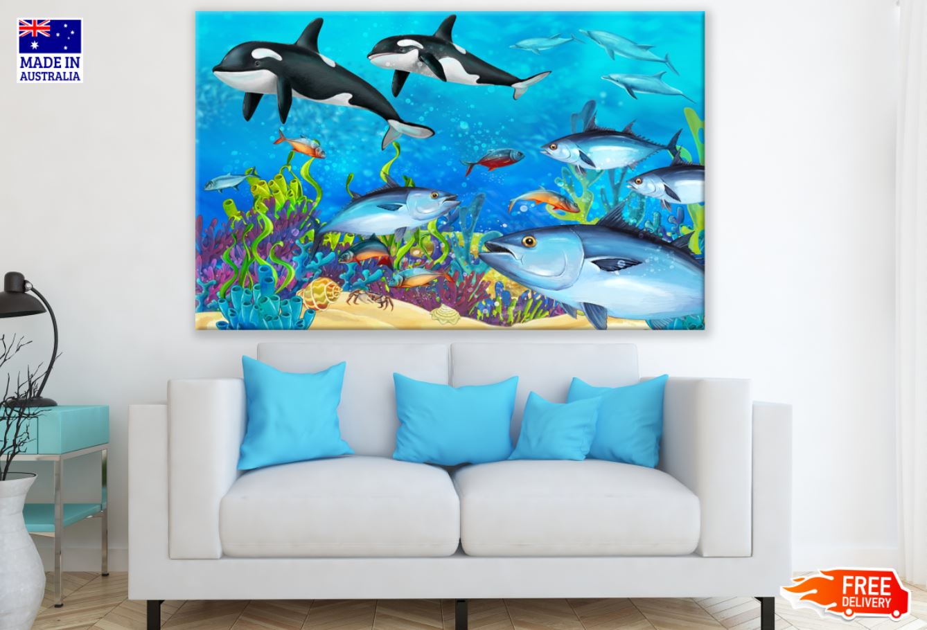 Under Water Fish Life Painting Print 100% Australian Made