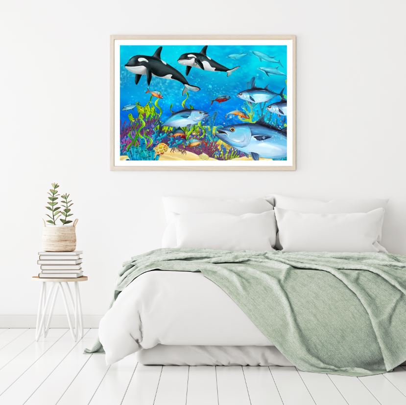 Underwater Fish Scenery Vector Art Home Decor Premium Quality Poster Print Choose Your Sizes