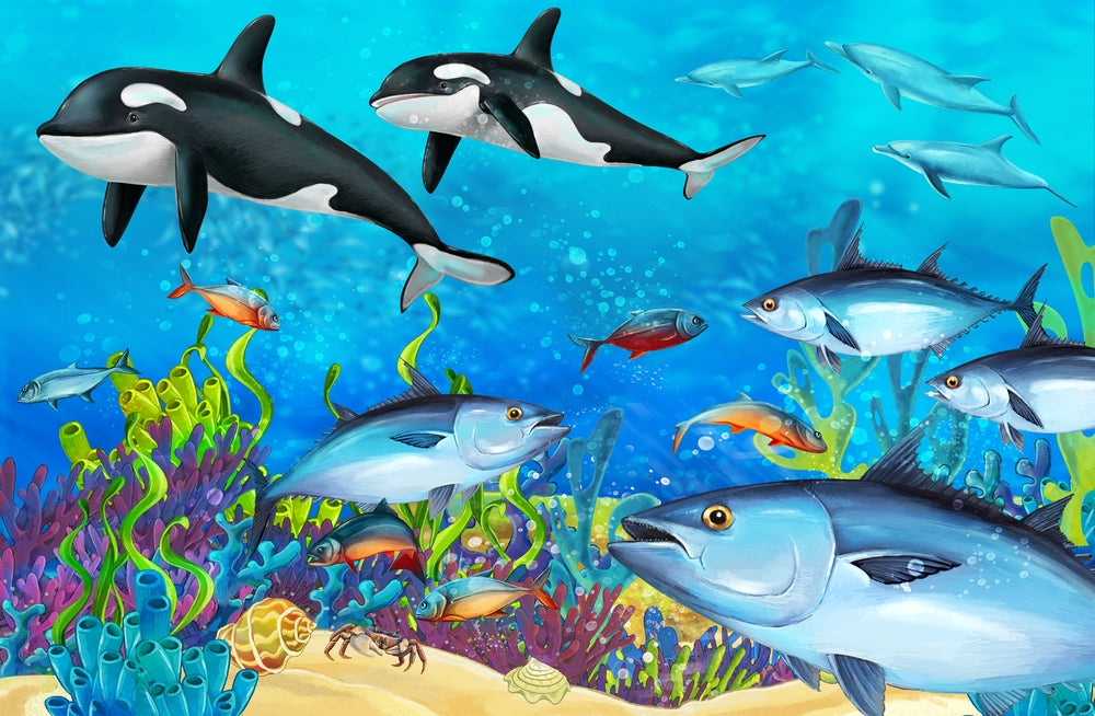 Underwater Fish Scenery Vector Art Home Decor Premium Quality Poster Print Choose Your Sizes