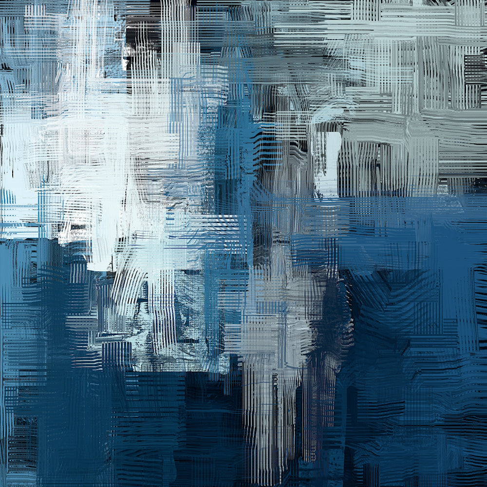 Square Canvas Black Blue & White Abstract Painting High Quality Print 100% Australian Made