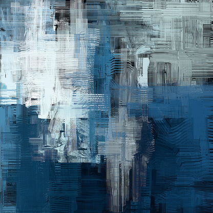 Square Canvas Black Blue & White Abstract Painting High Quality Print 100% Australian Made