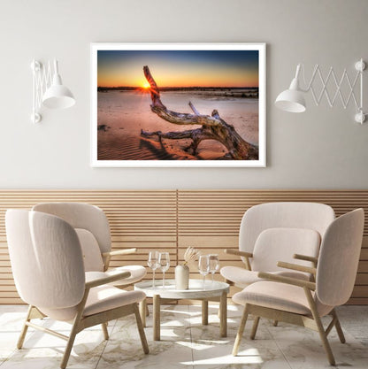 Dead Tree on Beach Photograph Home Decor Premium Quality Poster Print Choose Your Sizes