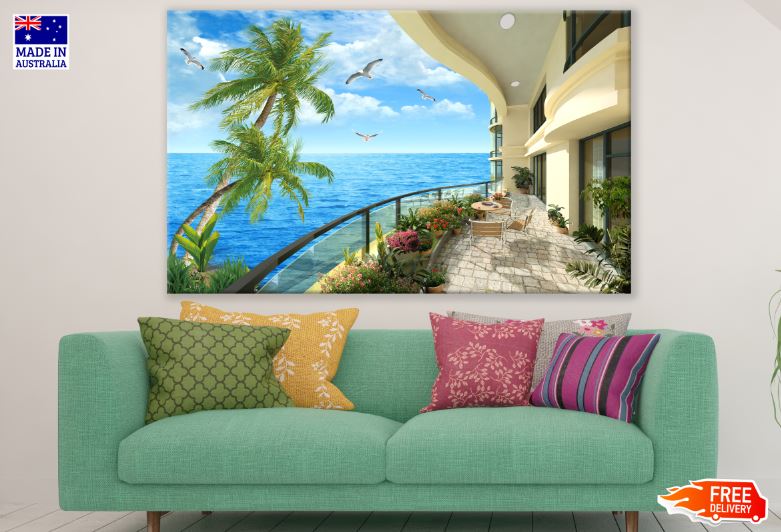 Hotel Balcony Sea Scenery Photograph Print 100% Australian Made