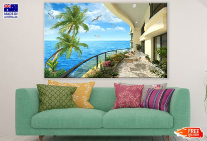 Hotel Balcony Sea Scenery Photograph Print 100% Australian Made