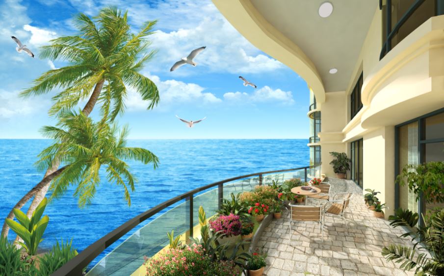 Hotel Balcony Sea Scenery Photograph Print 100% Australian Made