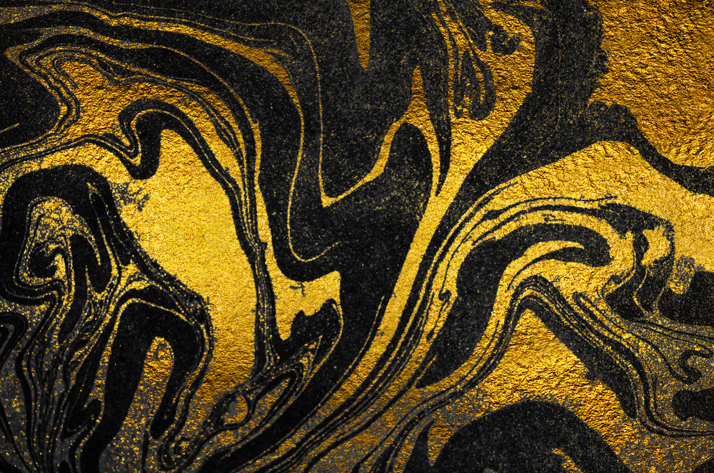 Gold & Black Abstract Granite Design Print 100% Australian Made