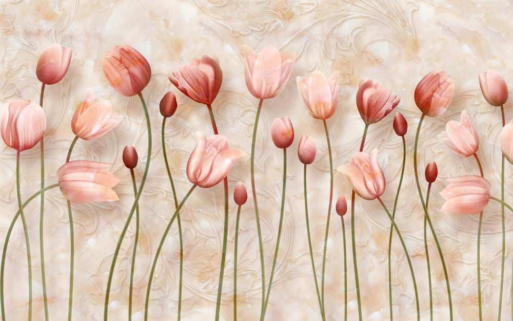 Pink Tulip Flowers 3D Design Home Decor Premium Quality Poster Print Choose Your Sizes