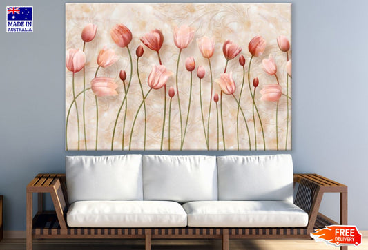 Pink Tulip Flowers 3D Design Print 100% Australian Made